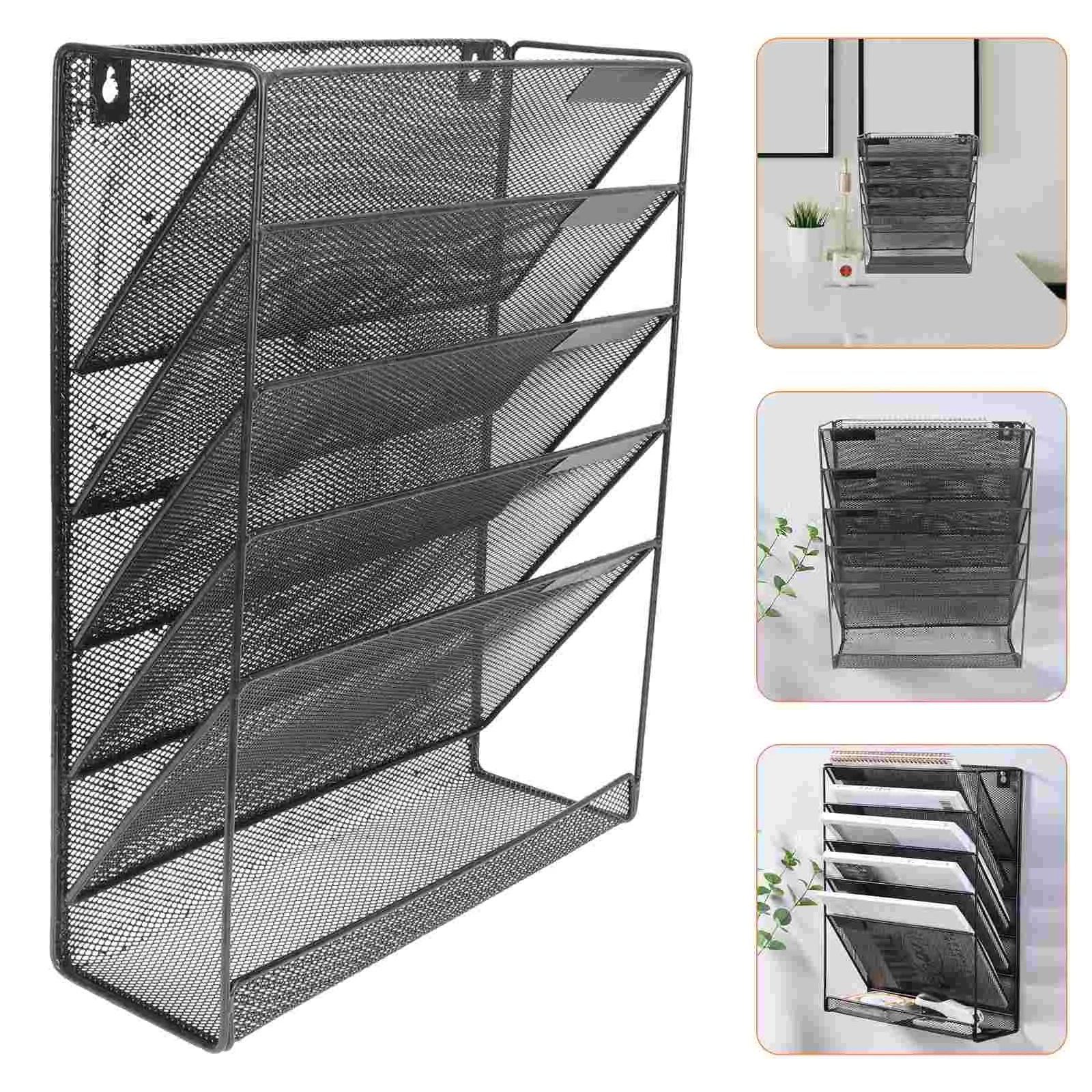 

File Rack Wall Hanging Holder Mount Bookshelves Storage Box Metal Multi-layer Container Organizer Office Mounted