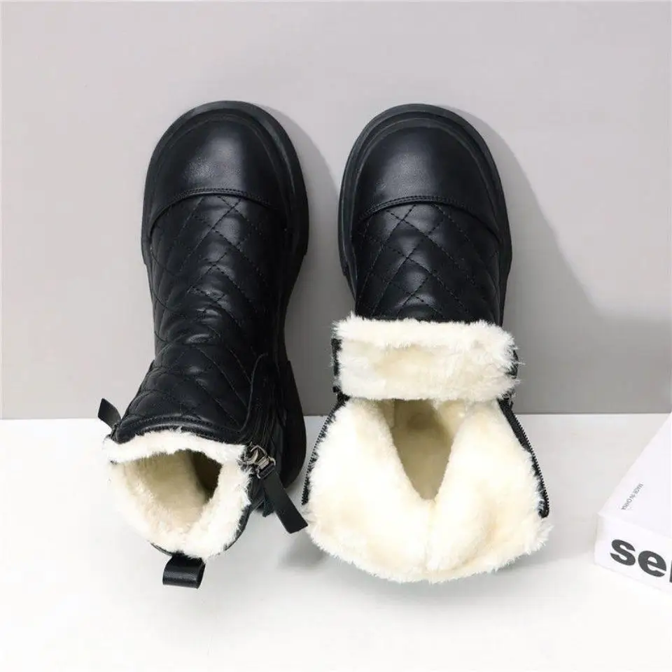 

Женские сапоги для снежной погоды, зимние универсальные короткие сапоги, модная сетчатая обувь из хлопка красного цвета, Детская утолщенна...