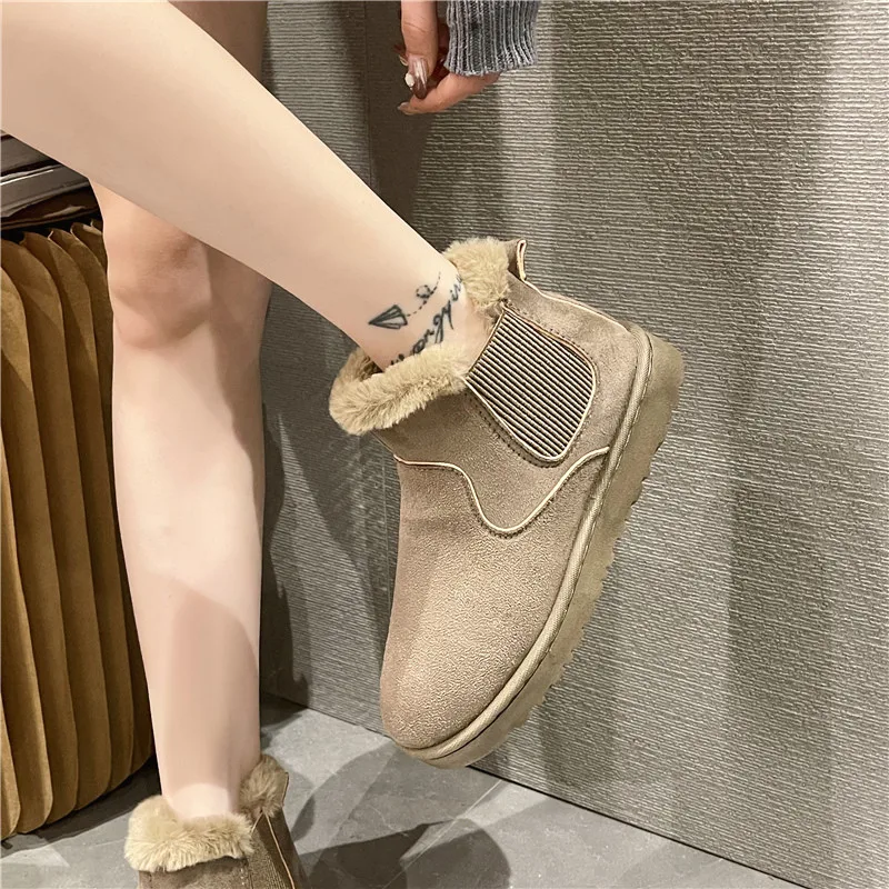 

Сапоги женские на плоской платформе с круглым носком, зимняя обувь для женщин, роскошные дизайнерские сабо из австралийского плюша, Женская...