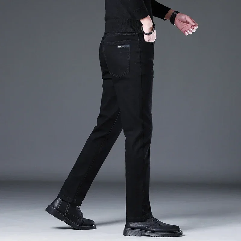 Джинсы мужские стрейчевые хлопковые брюки прямого покроя не выцветающие в