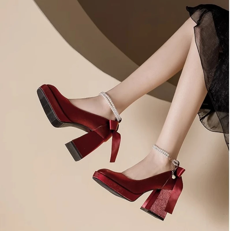 Новинка 2024 женские удобные туфли Мэри Джейн на высоком каблуке вечерние