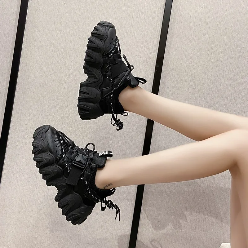 

Casual Women Sneakers High Heels Platform Sports Shoes Autumn Thick Bottom Walking Shoes Nice Breathable Vulcanized Shoes