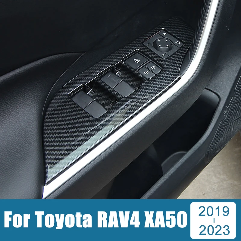 

ABS Car Window Glass Lift Switch Panel Button Trim Cover Accessories For Toyota RAV4 RAV 4 XA50 Hybrid 2019 2020 2021 2022 2023