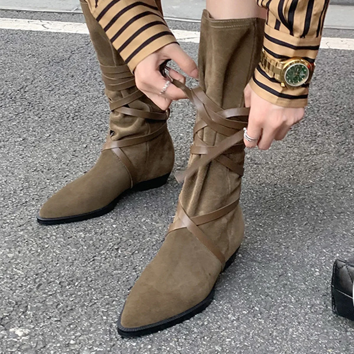 

Militares Riding Female Botas Women Flat Shoes Fashion British Soft Leather Ankle Boots BV Casual Ladies Punk Short Boot