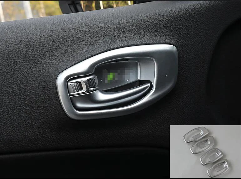 

Аксессуары для Jeep Compass 2017 2018 2019 2020 автомобильный стиль ABS чехол для дверной ручки внутренняя отделка двери Чаша внутренняя отделка крышка ин...