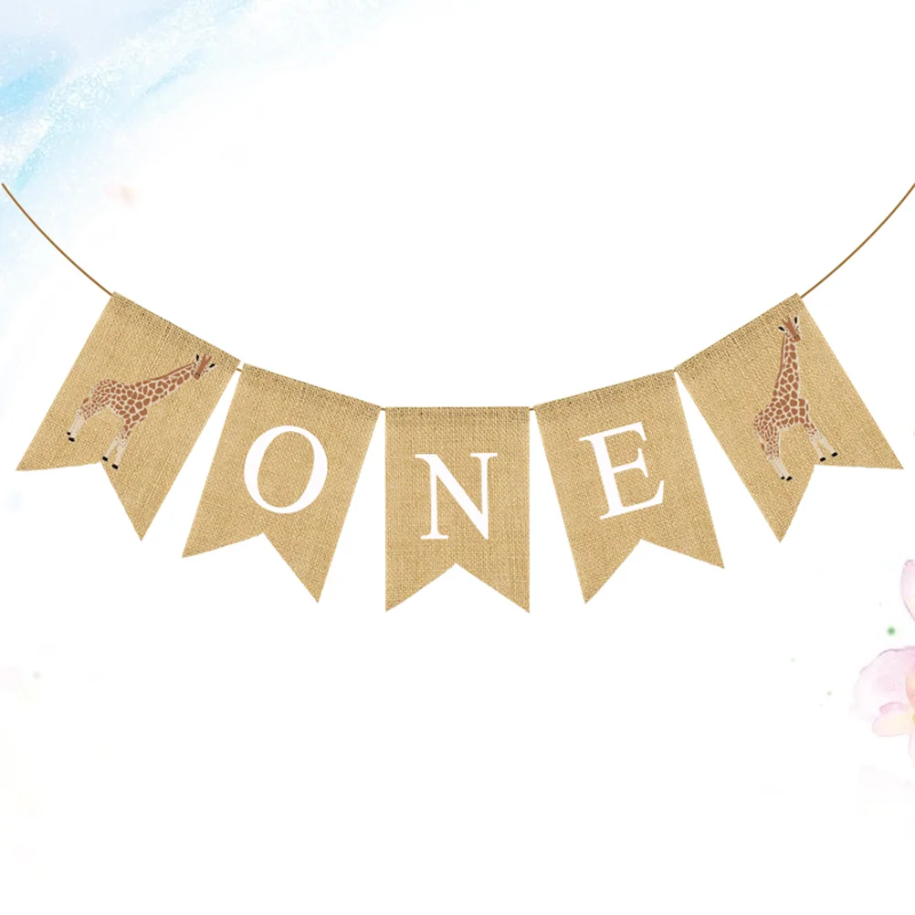 

Banner Birthday Baby Bunting Burlap Swallowtail 1 Party Shower Linen Flags Flag Garland Highchair 1St Decorations