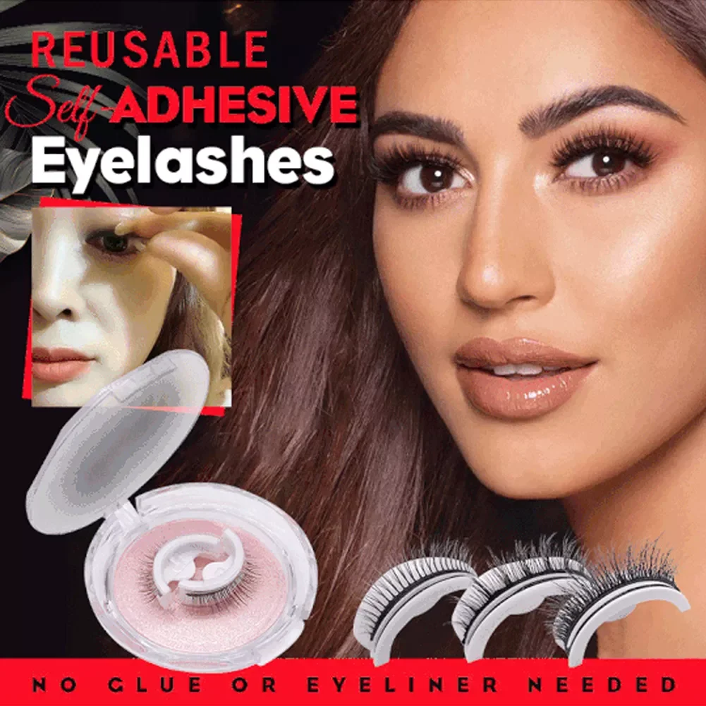 

Self-Adhesive False Eyelashes Waterproof Natural Look Reusable No Glue Eye Lash Makeup Tools False Eyelashes Set