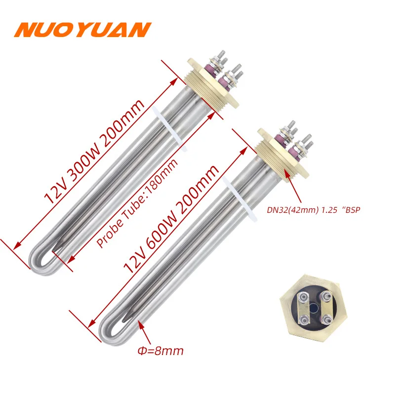 12 В нагревательный элемент 300 Вт DC погружной нагреватель сопротивление DN32 медный