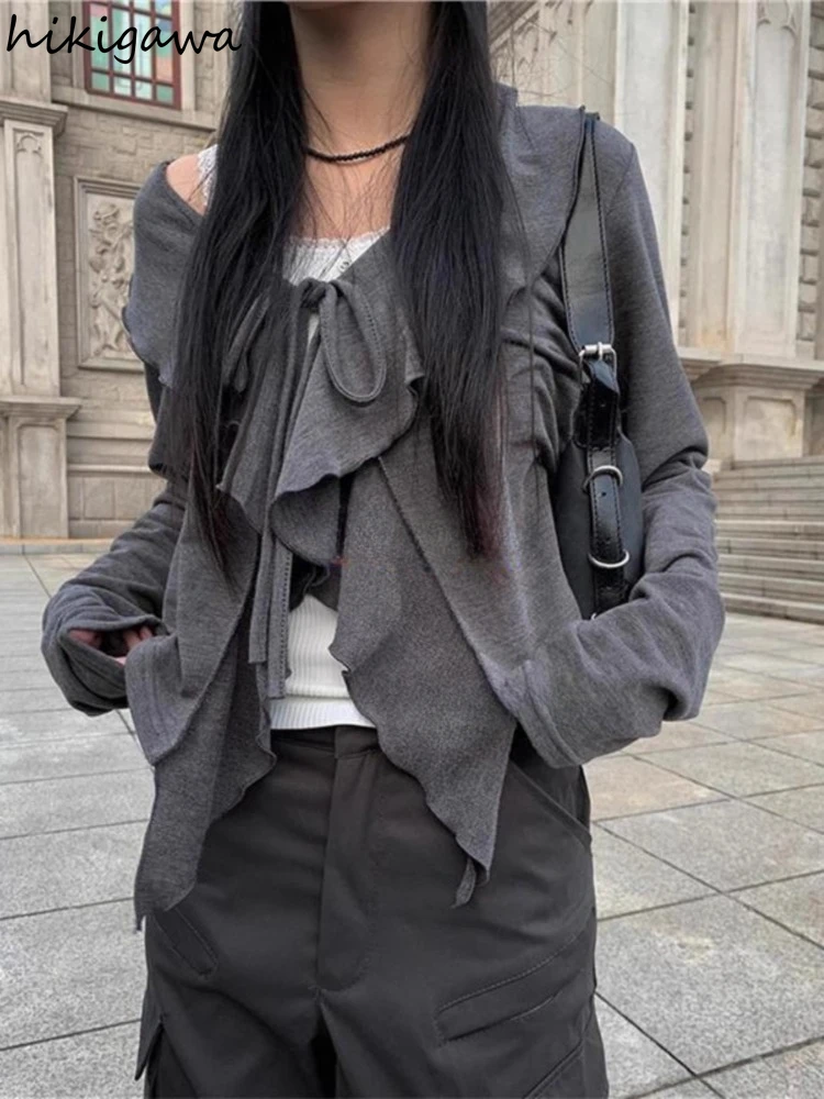 2024 модная женская блузка в Корейском стиле одежда бандажные винтажные рубашки с