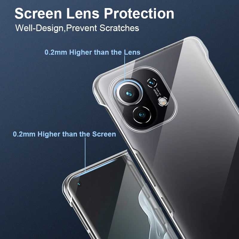 Ultra Thin Frameless Clear PC Hard Phone Case For Xiaomi Mi 12 12X 11 Ultra 10T Lite 10 9 Cover For Redmi Note 10 Pro Slim Case