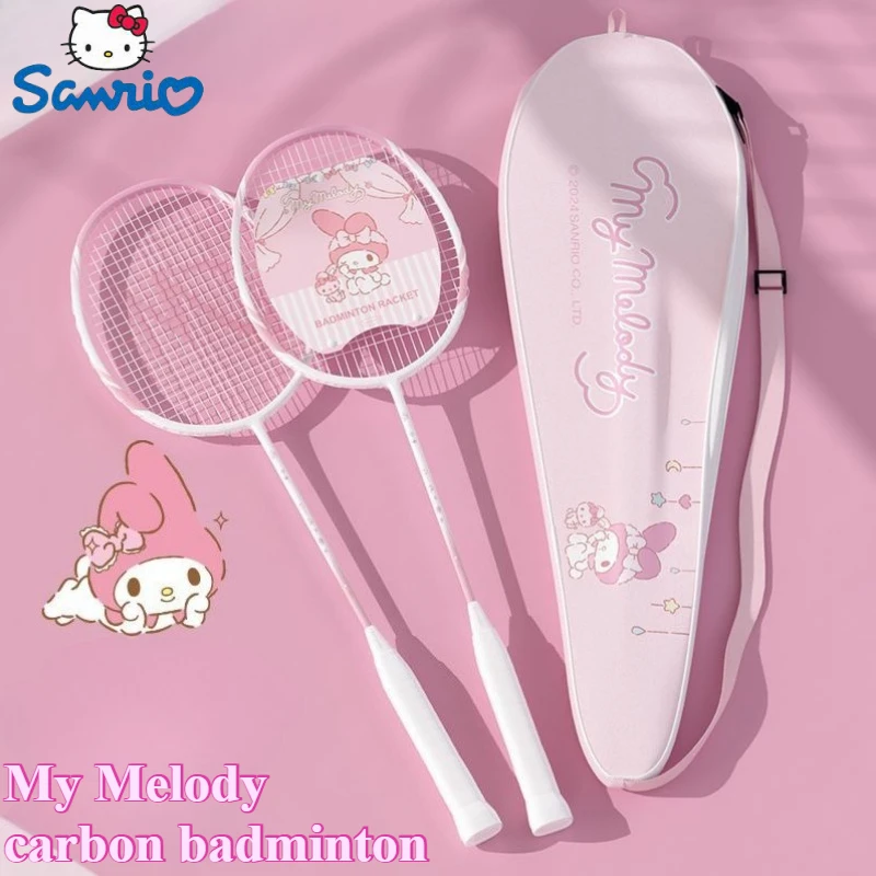Фото Sanrio My Melody Kuromi Cinnamoroll мультфильм детская двойная ракетка для бадминтона креативная милая аниме периферийные устройства карбоновая ракетка для бадминтона №1