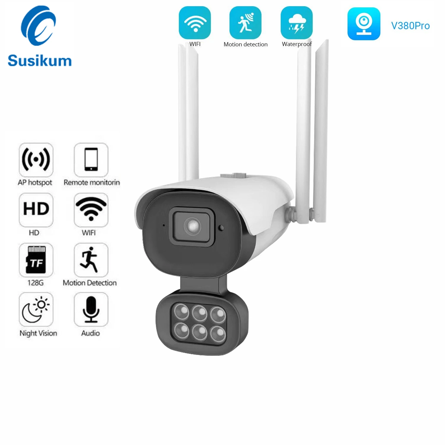 

IP-камера V380 Pro уличная Водонепроницаемая с поддержкой Wi-Fi