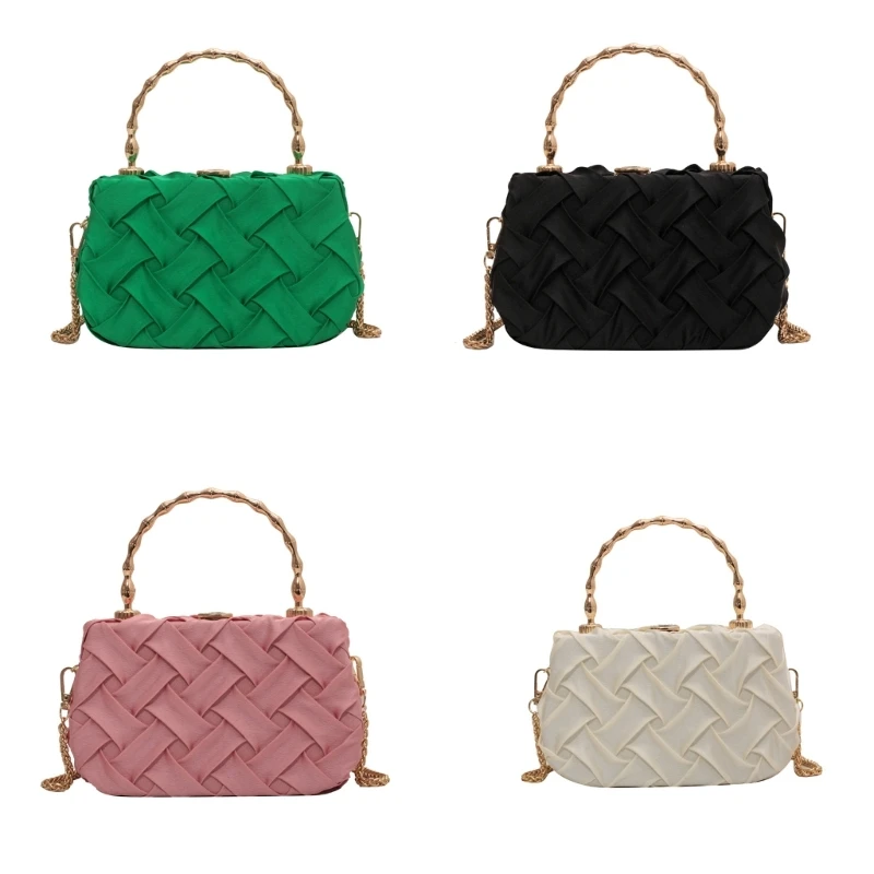 

Versatile Weave Pattern Shoulder Bag and Practical Handbag with Metal Chain