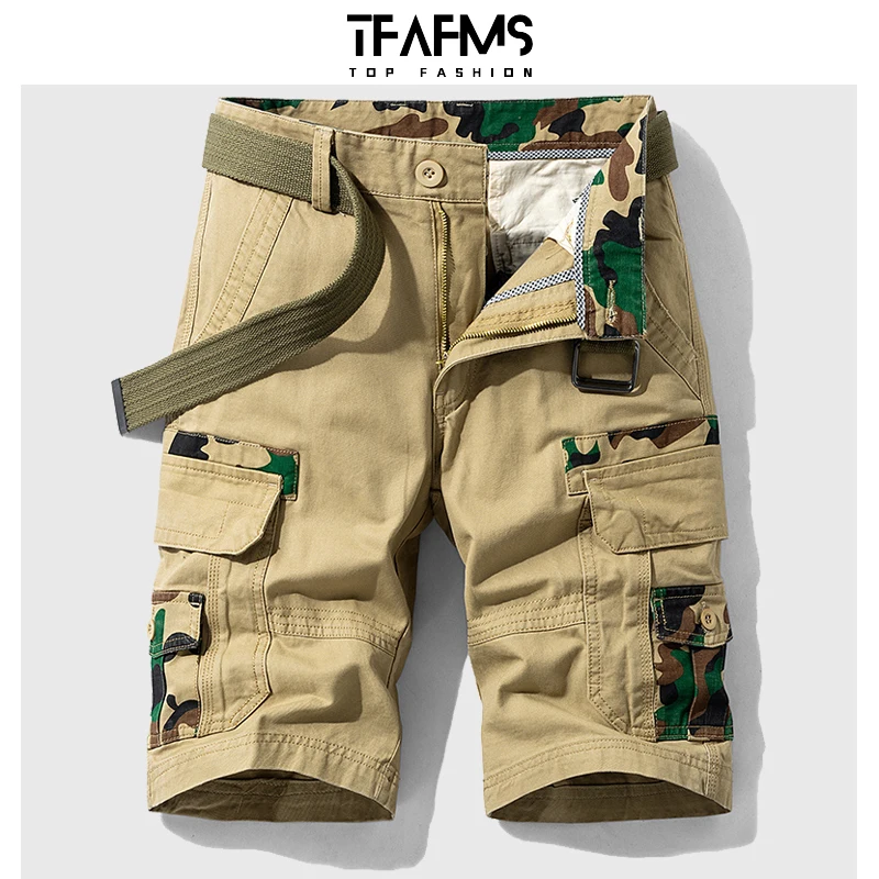

Шорты-карго мужские хлопковые, бермуды, летние армейские штаны в стиле милитари, повседневные уличные короткие брюки со множеством карманов, 2023