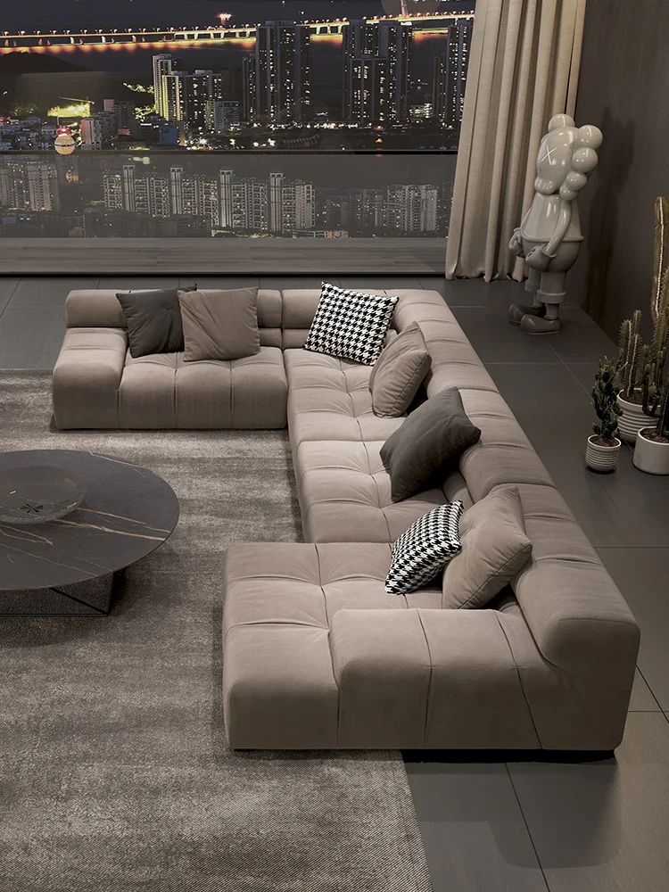 Диванная ткань кожа шлифовальный кожаный бесшумный Диван итальянский шоколад