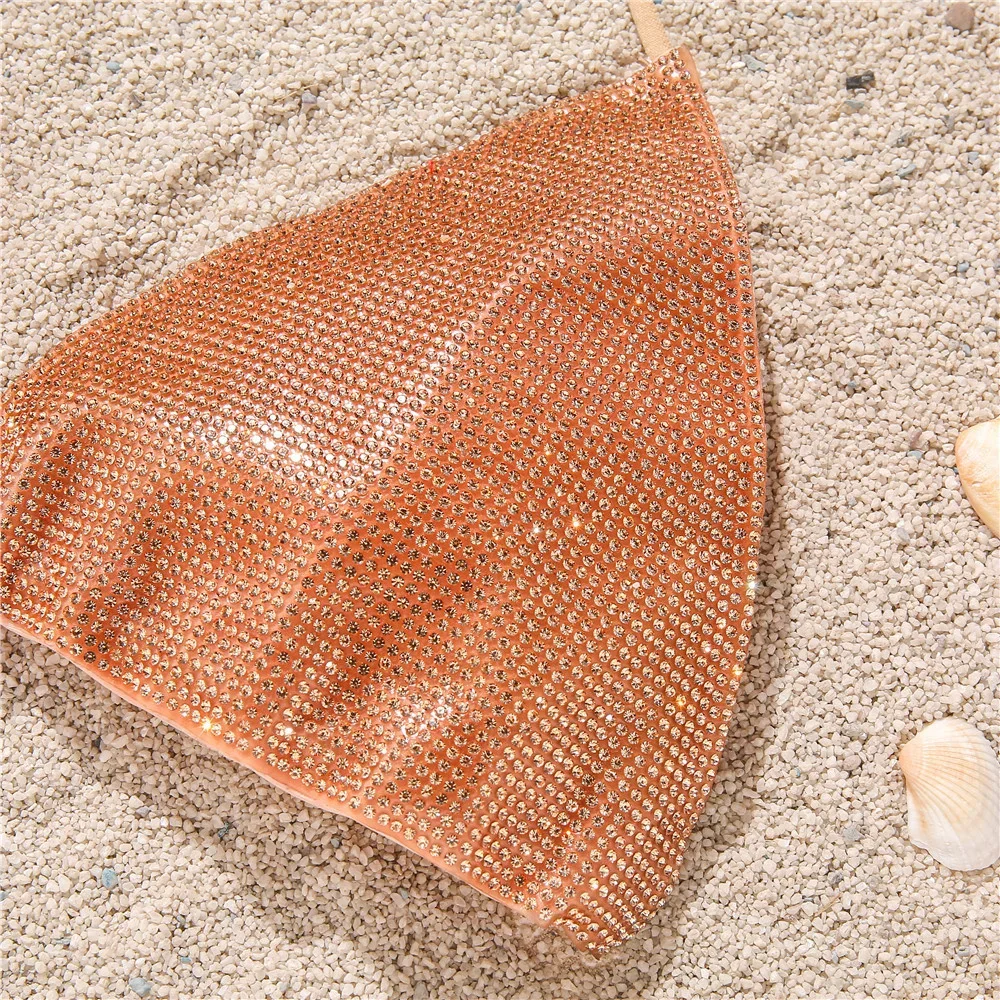 Радужный бикини со стразами роскошный блестящий купальник женский треугольный