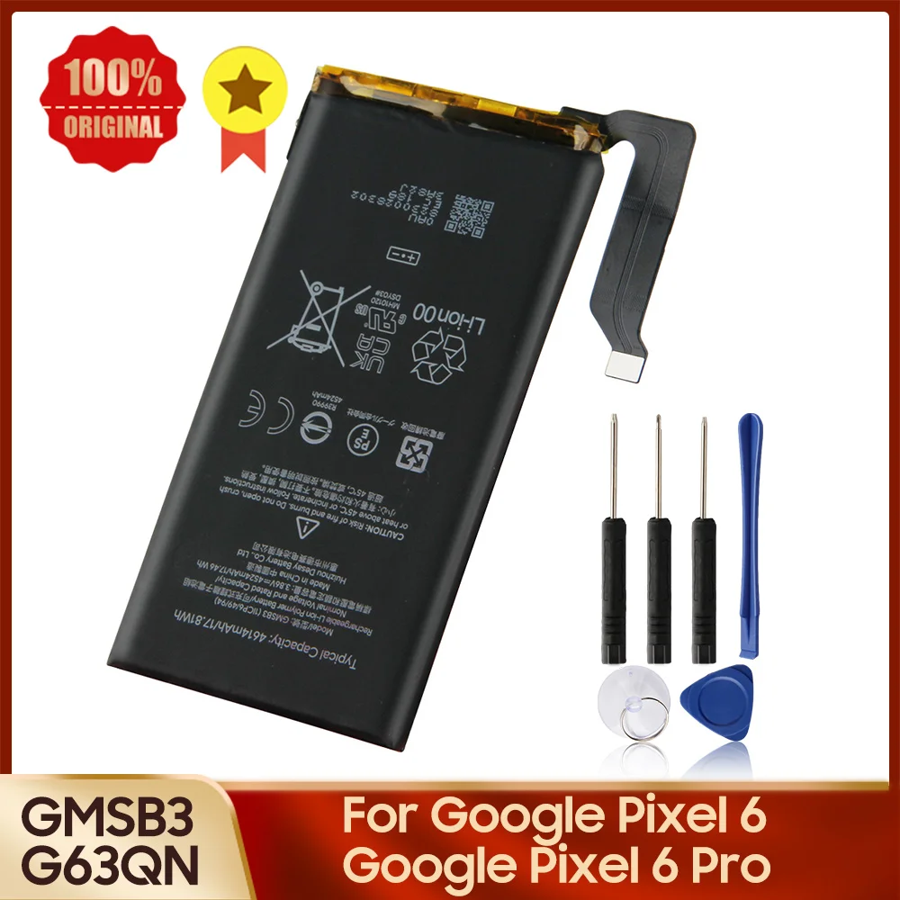 

Original Phone Battery GMSB3 G63QN For Google Pixel 6 4614mAh Google Pixel 6 Pro 5003mAh replacement battery + tools