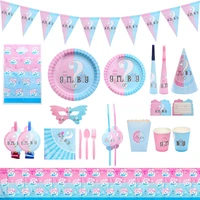 children boy girl gender reveal birthday party paper cup cutlery set disposable cutlery birthday party