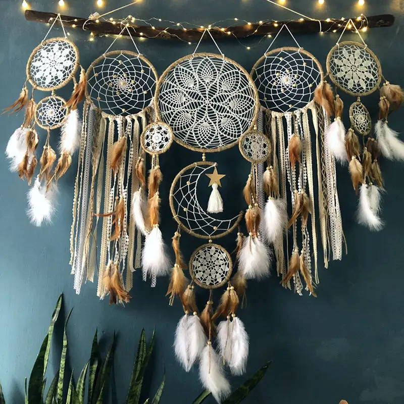 

5pcs/set handmade Dream Catcher Feathers Dreamcatcher Home Wall Hanging Decoration Ornament Gift(no light and wood stick)