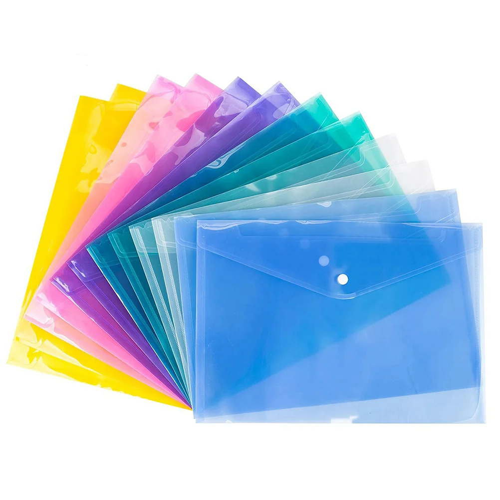 

12 Pcs A4 Envelopes Document Briefcase Colorful Envelopes Plastic Folders Closure Colored File Folders Document Holder Button