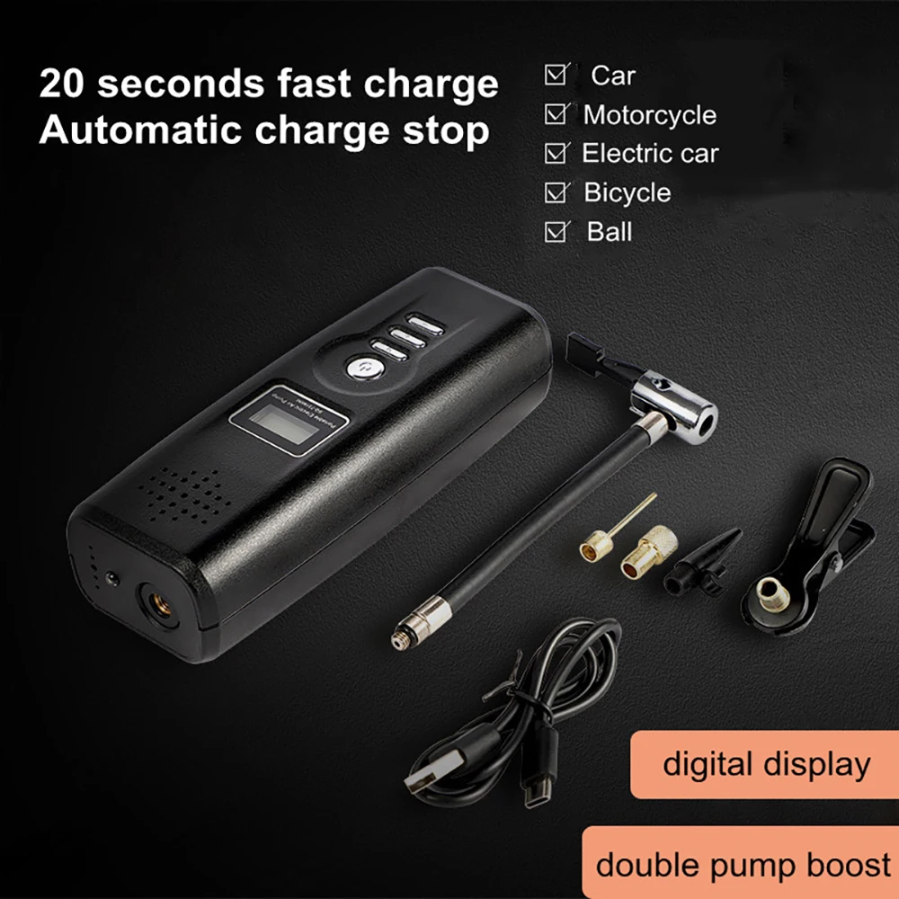 

Car Air Pump Tire Inflator Cordless Portable Air Compressor Rechargeable Digital Tyre Pump for Motorcycle Bicycle Tires Balls