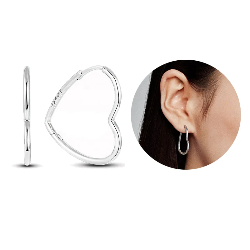 Женские серьги-гвоздики из серебра 925 пробы с асимметричным кардиоидом |