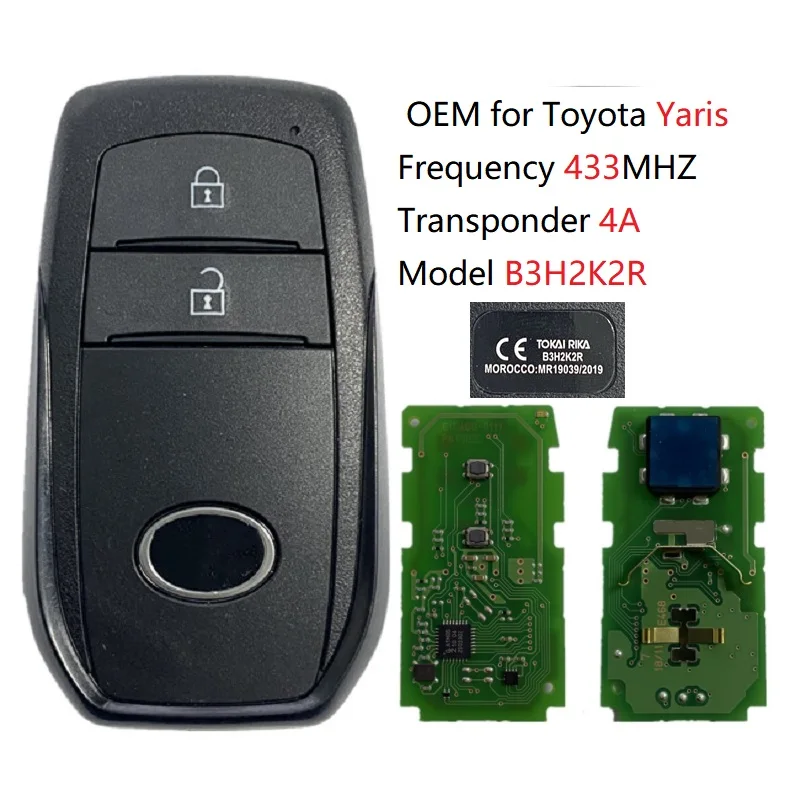 CN007212 OEM B3H2K2R умный ключ для 2020 Toyota Yaris 2 кнопки 433 МГц NCF29A1M HITAG AES 4A модель чипа
