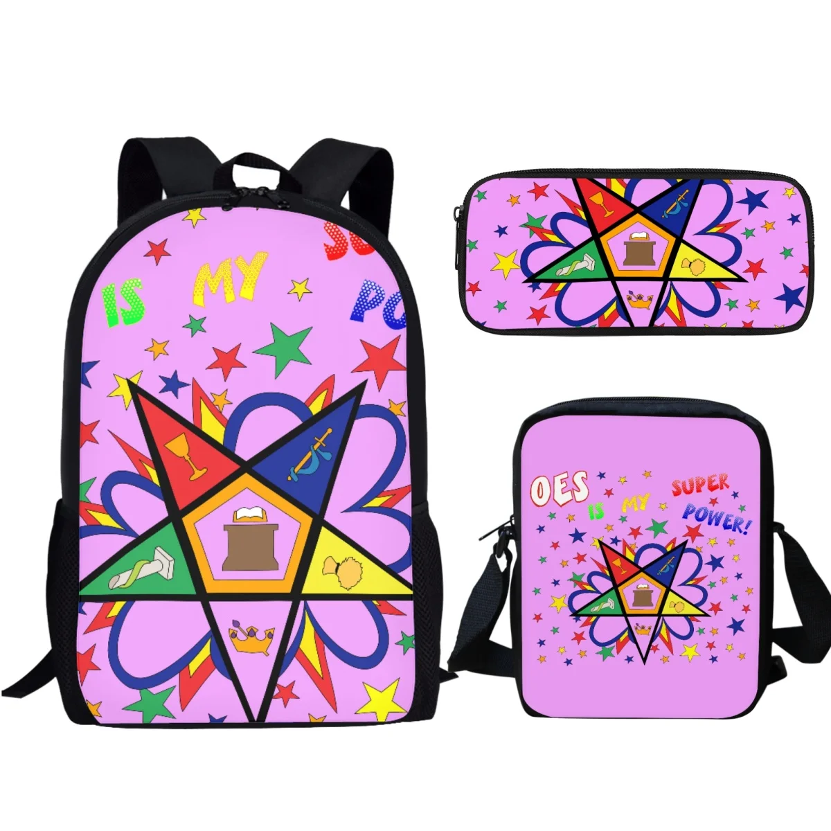 3pcs Children School Bags OES Sistars Order Of Eastern Print Backpack for College Student Fashion Travel Computer Bag Satchel