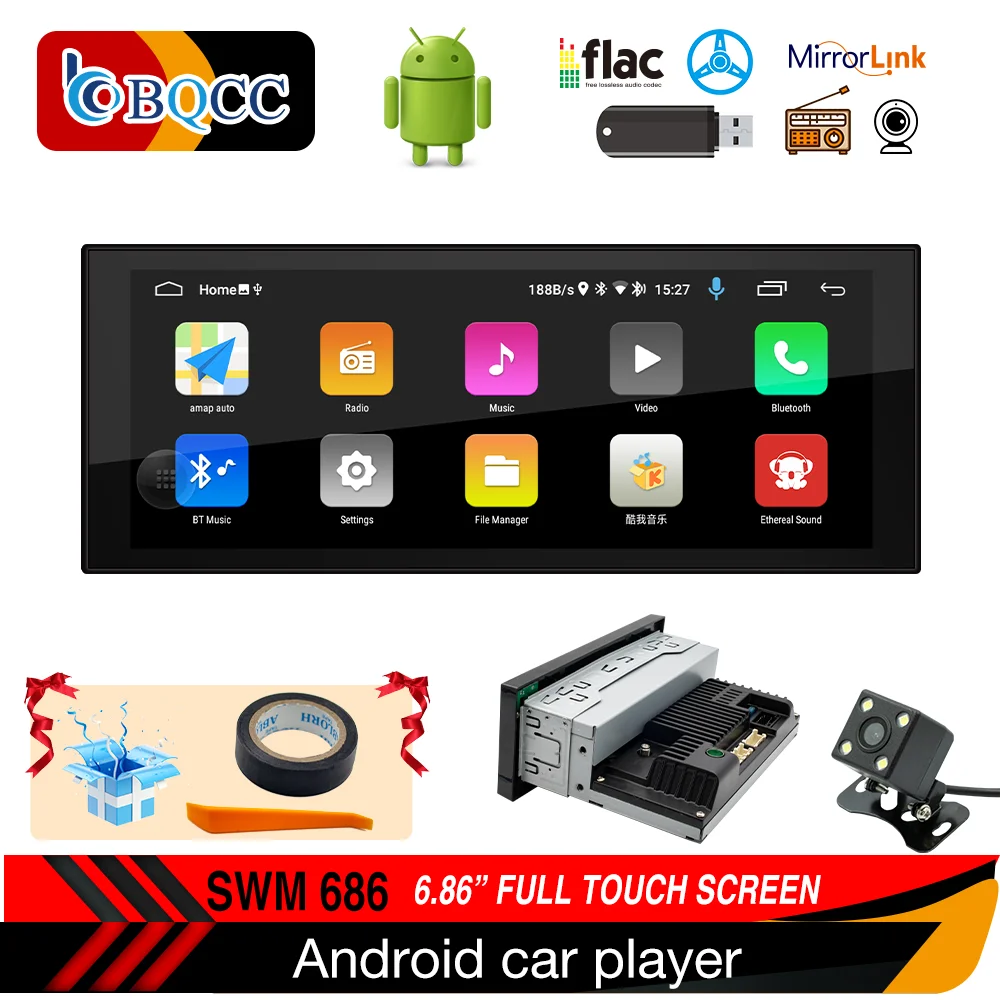 

Free Shipping Android 11 Double Din 6.86 Inches IPS HD Touch Screen Autoradio Car MP5 Player Stereo GPS WIFI FM USB Rear Camera
