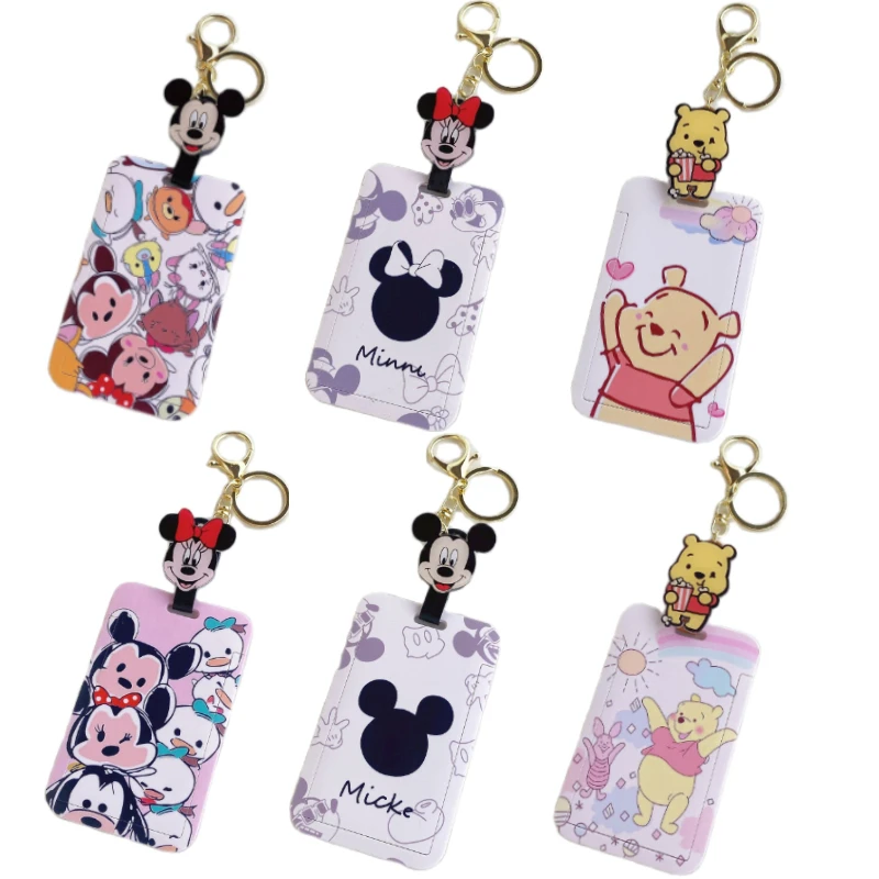 

Disney Credential Holder Kawaii Mickey Mouse Retractable Badge Holder Pooh Bear Id Card Holder Daisy Keychain School Bag Charm