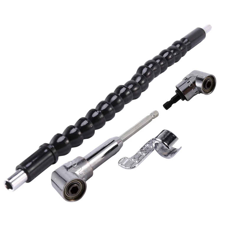 

1/4 Inch Flexible Hex Shaft Screwdriver Power Drill Bit Extension 105 Degrees Corner Device + Screwed Joint + Flexible Extension