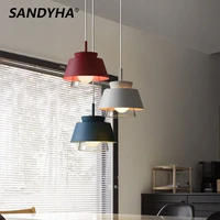 nordic new pendant lighting color iron glass e27 hanging lamp simple kitchen dining table living room bedroom bed led chandelier