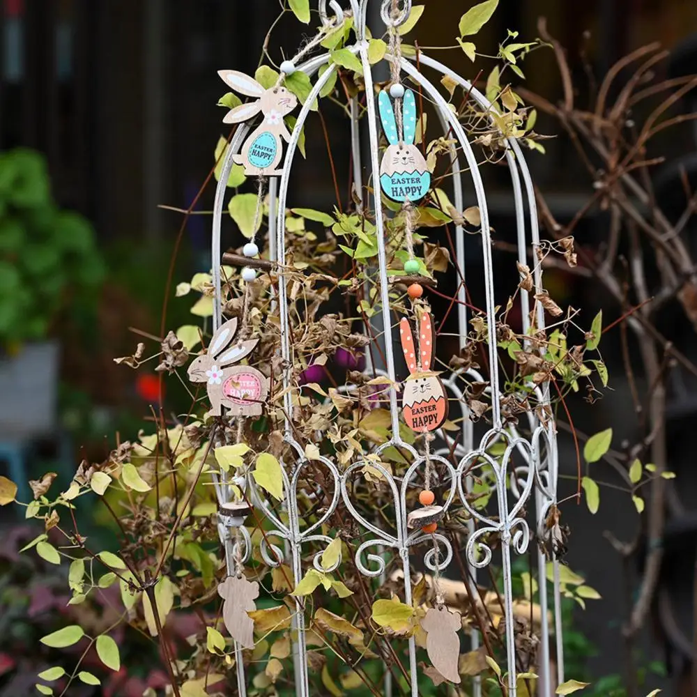 

Easter Pendant Bunny Pattern DIY Wooden New Decoration Pendant For Easter Wind Chime Pendant Outdoor Decoration