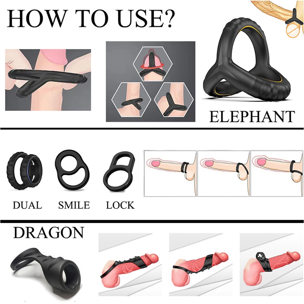 Кольцо на пенис многоразовое Силиконовое кольцо для задержки эякуляции товары