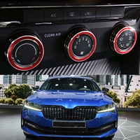 decorative cover rings new car air conditioning knob aluminum red for skoda superb 2016 2017 auto interior sticker accessories