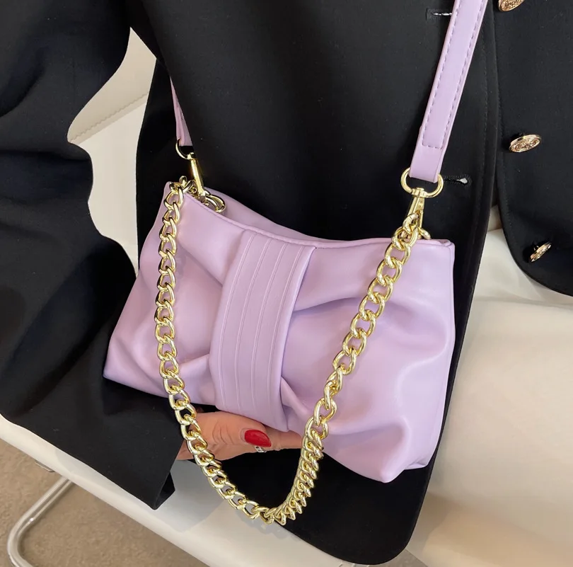 

Solid Color PU Leather Shoulder Bags For Women 2022 Nice Design Messenger Bag Female Western Style Female Bag Mini Cloud bag