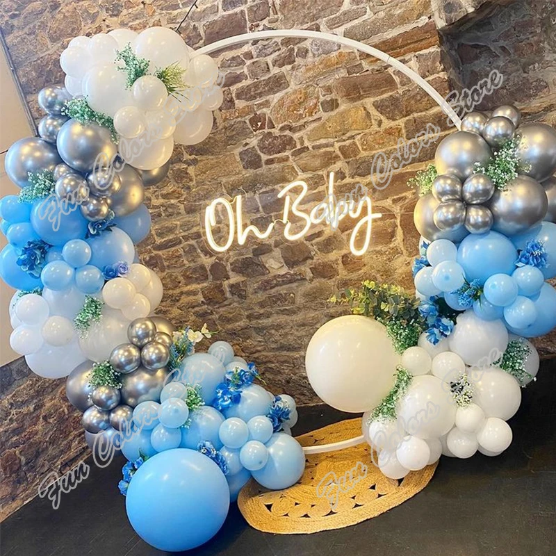 

Macaron голубые серебряные воздушные шары дневной Фотофон Детский праздник Белый праздник праздники серебряные мероприятия арка для вечеринок