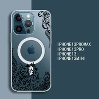 fashion totem pattern design phone case for iphone 13 12 mini pro max transparent super magnetic magsafe cover