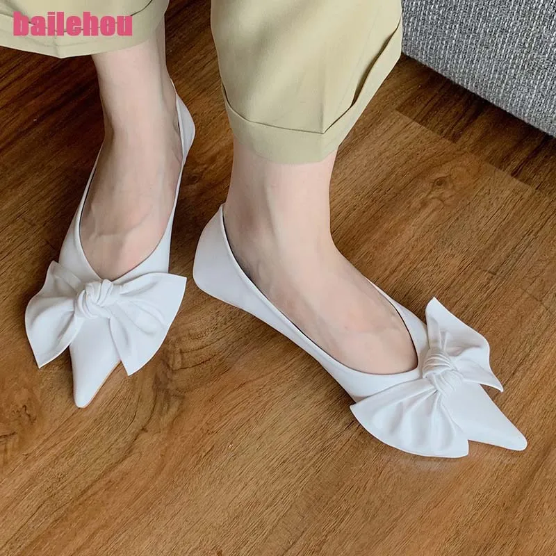 

Сандалии женские на высоком каблуке, повседневные туфли-лодочки, заостренный носок, сланцы, роскошная обувь с бантом-бабочкой, модель 2023