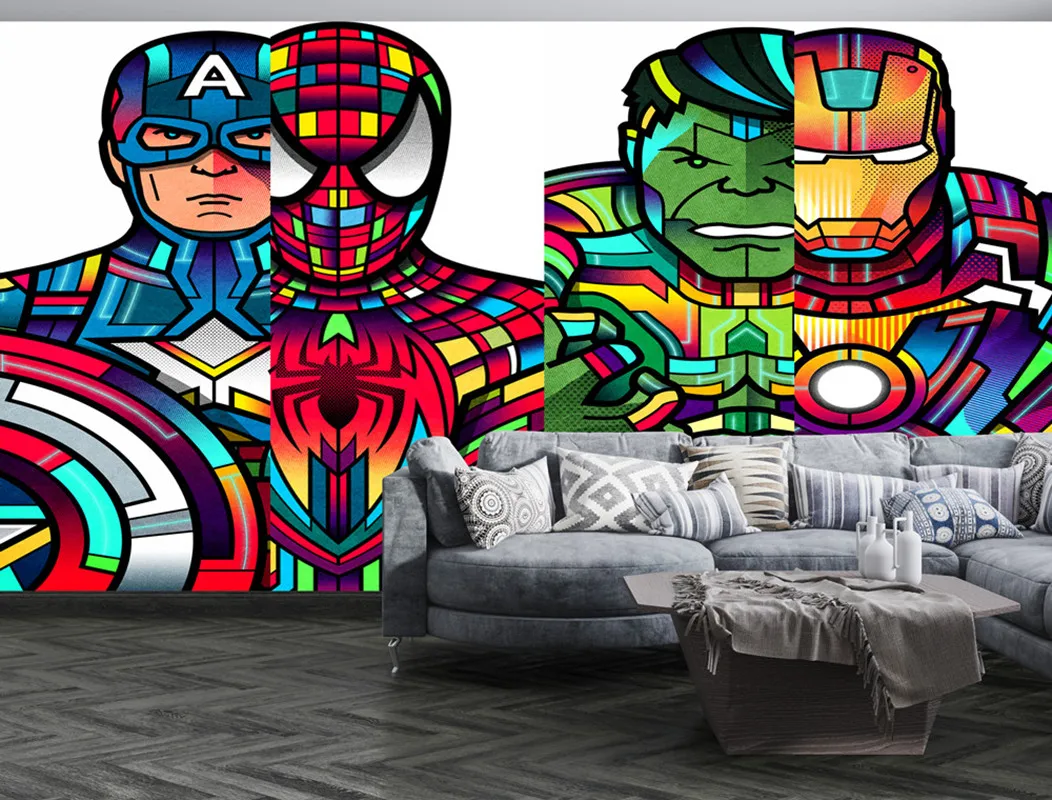 

Настенная Наклейка из ПВХ с изображением героев мультфильма «Marvel»