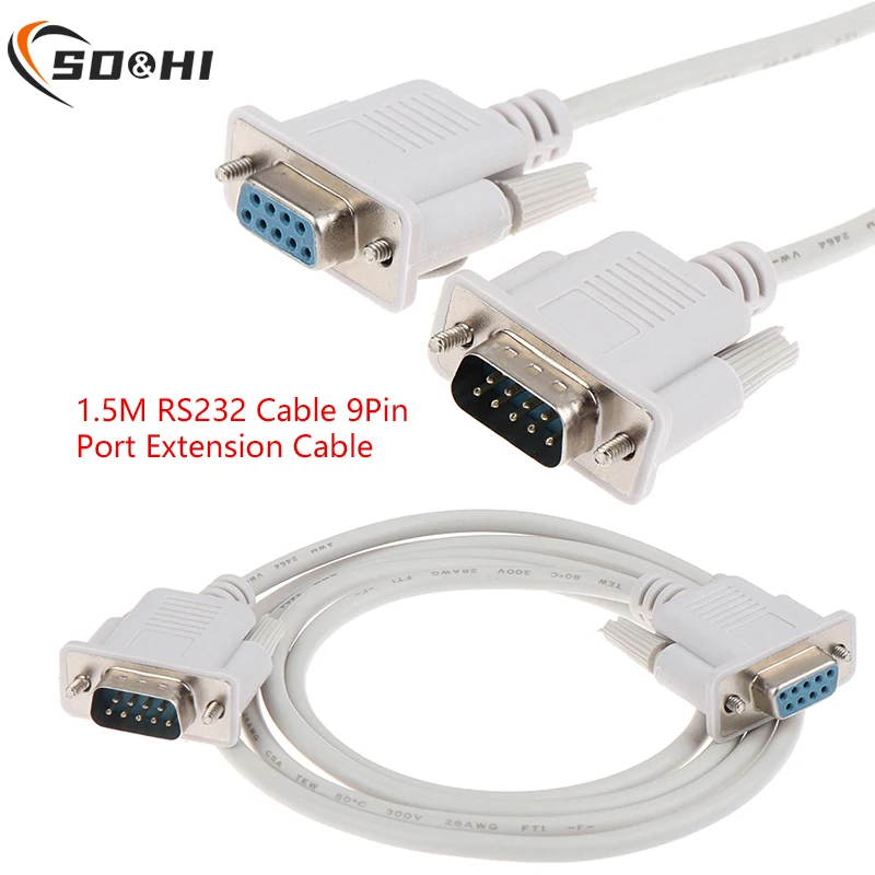

1.5m RS232 Cable To RS-232 DB9M To DB9F Male To Female DB9 9Pin Connector Serial Null Modem HDPE Insulation Extension Cable
