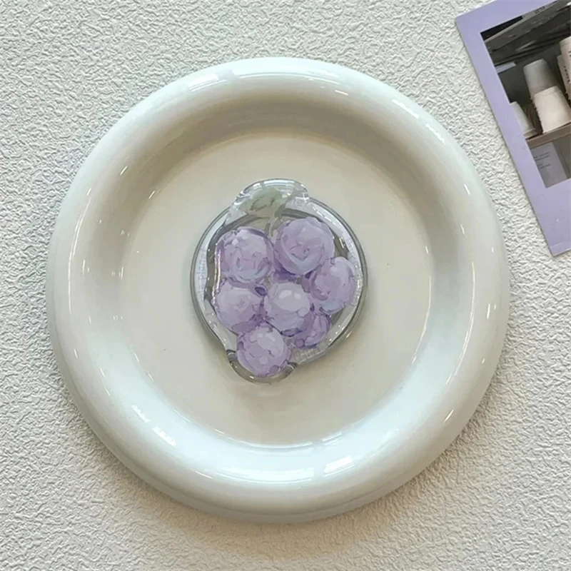 Фото Корейский симпатичный фиолетовый виноград Для Magsafe, магнитный держатель для телефона, подставка для iPhone, складной беспроводной зарядный чехол с кольцом-держателем №4