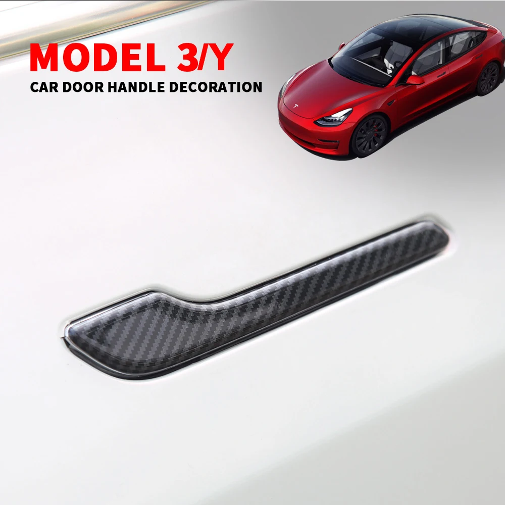 

For Tesla Model 3/Y 2017-2021 4pcs ABS Car Door Handle Protector Covers Trim Stickers Anti-Scratch Auto Decorative Accessories