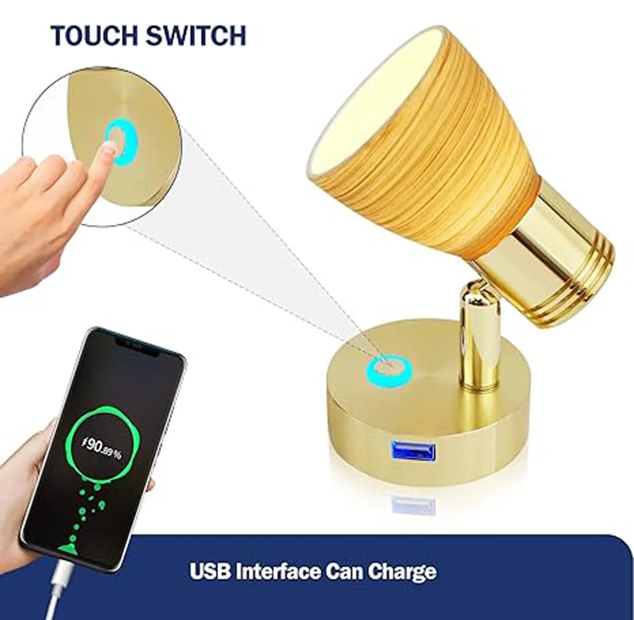 Фото THALASSA RV 12 Вольт Лампы для чтения с USB-портом Внутреннее освещение для лодки Прикроватная лампа для кабины Кемпер Караван Дом на колесах Внутреннее освещение №1