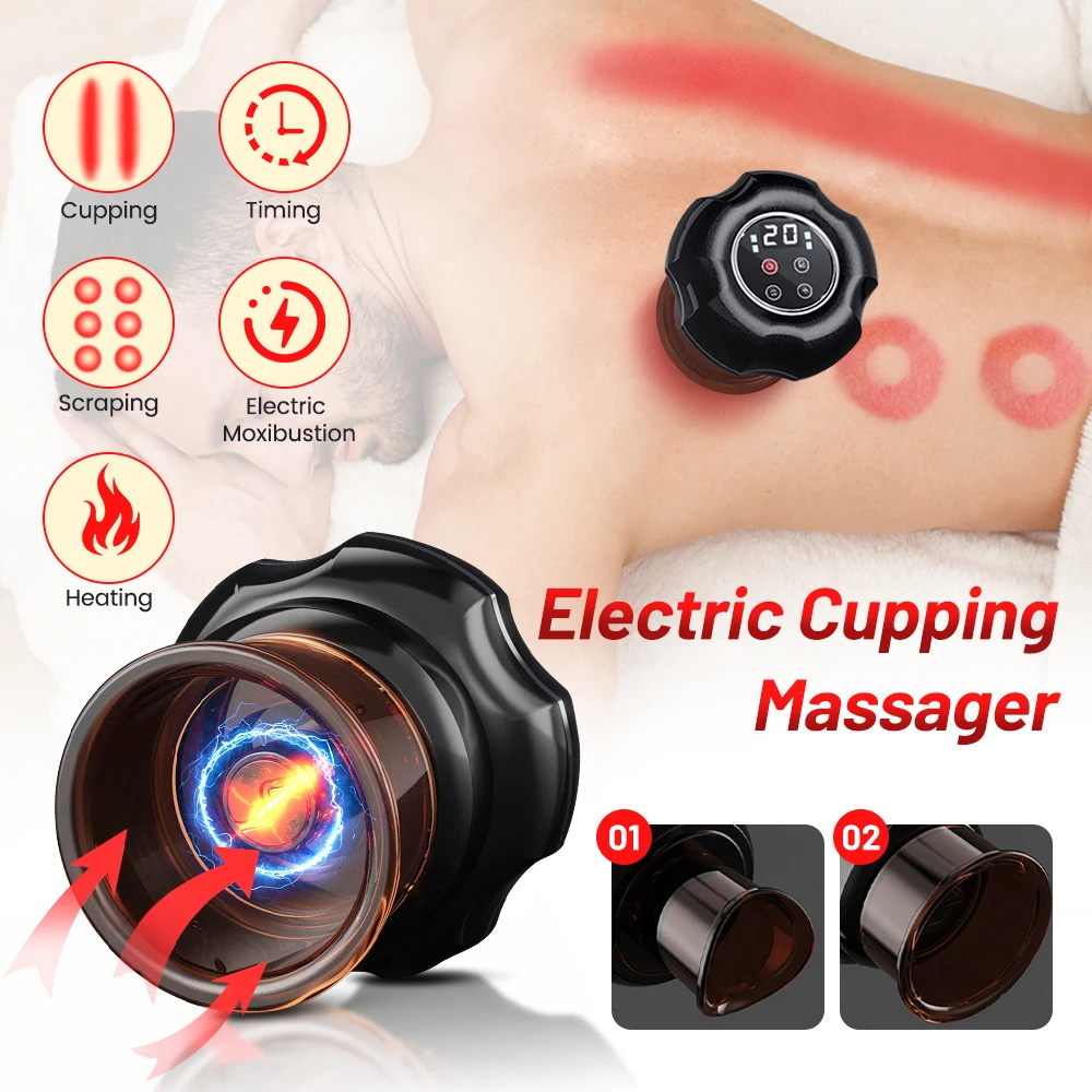 

Electric Vacuum Cupping Massager Moxibustion Deep Massage Infrared Light Therapy Fat Burning Slimming Vibration Guasha Scraping