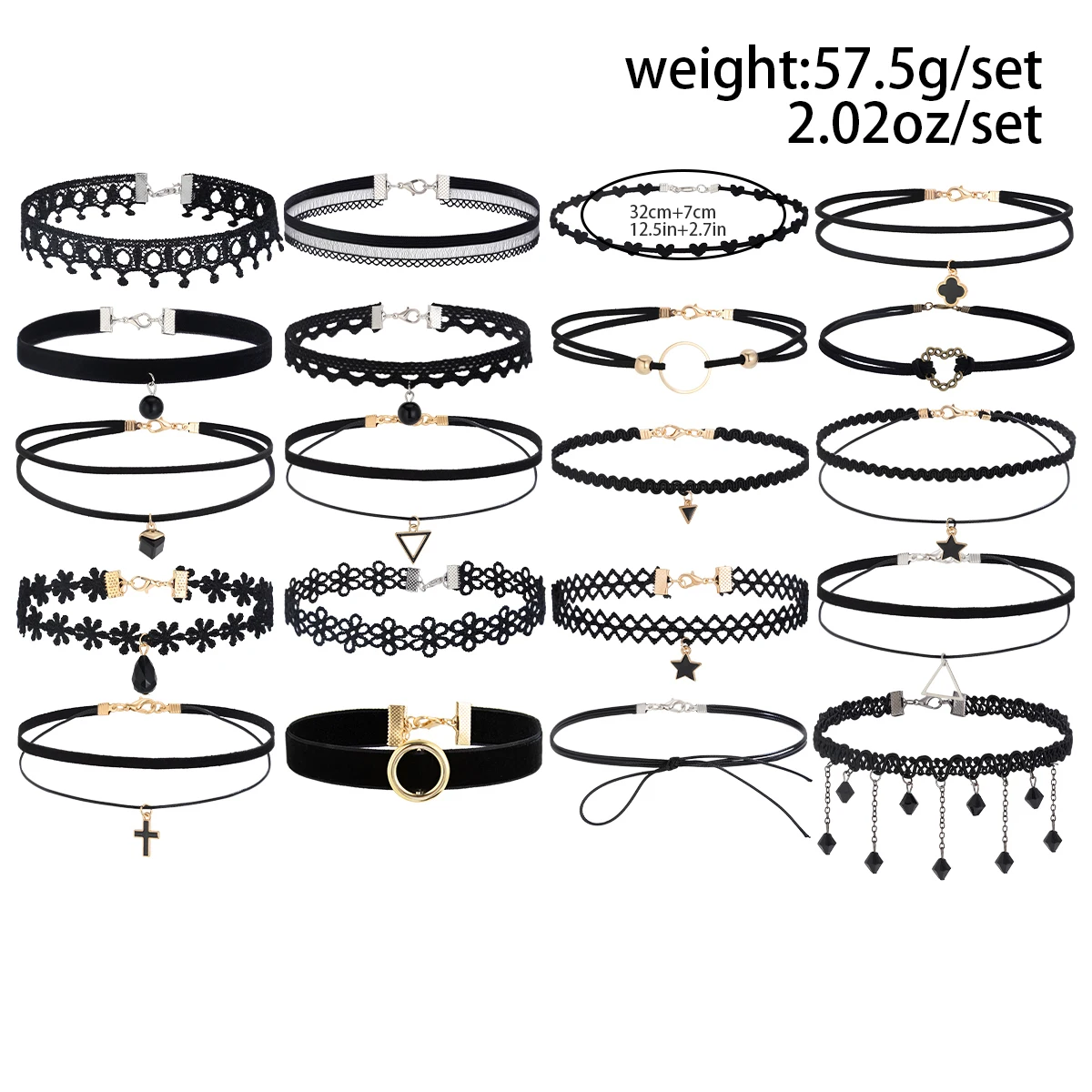 KunJoe 20 шт./комплект. винтажное черное кружевное регулируемое ожерелье чокер для