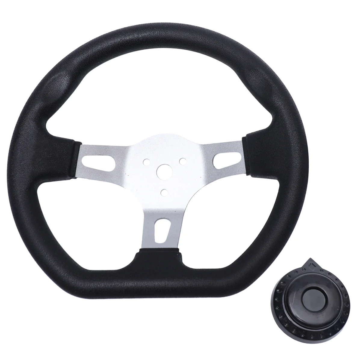 

270mm Modification Steering Wheel PU Replacement Steering Wheel for Dune Buggy Go-kart (Black)