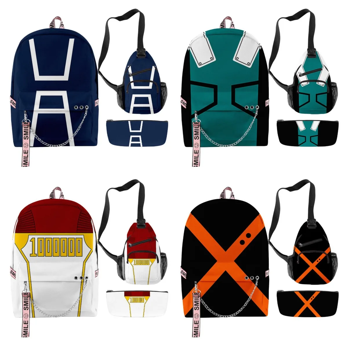 

Boku No My Hero Academia Bagpack Teenage Travel Bag School Backpacks Pencil Case Crossbody Bag Gifts 3Pcs/Sets