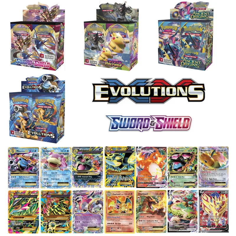 

324pcs/box Pokemon EVOLUTIONS Pokemon Card English Game Evolution Booster Board Game Battle Collection Game Card Kids Toys Gift