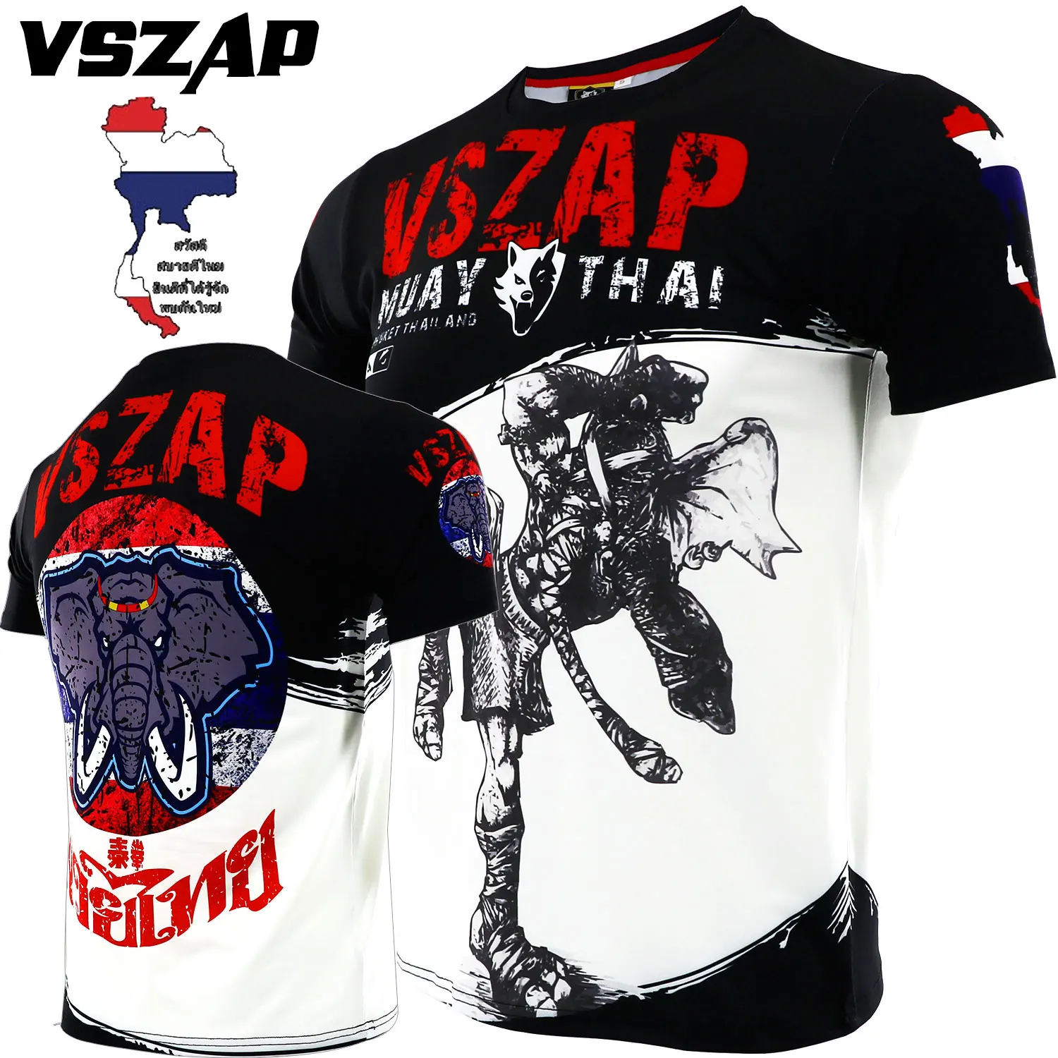 

Thai boxing fight elephant sport fight MMA sanda short sleeved T-shirt for men